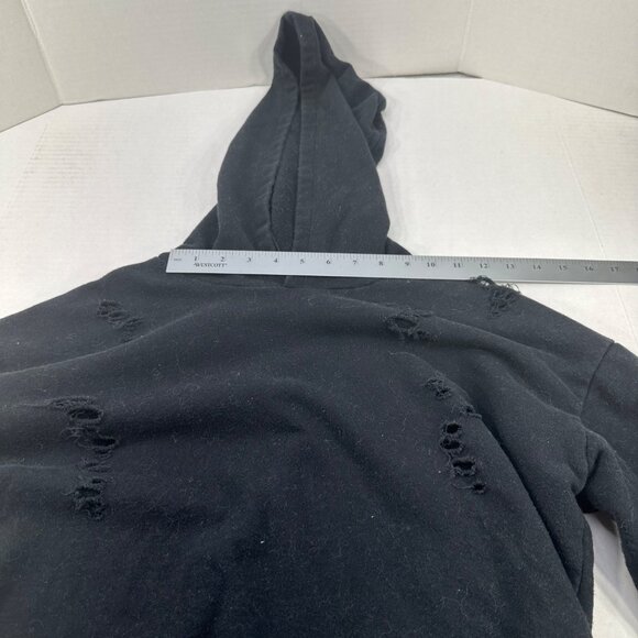 Wet Seal Women's Size Medium Hoodie Distressed Black Preowned - Picture 6 of 13